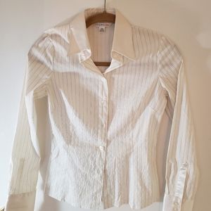Women Theme White Shirt with Stripes  Small from Taiwan